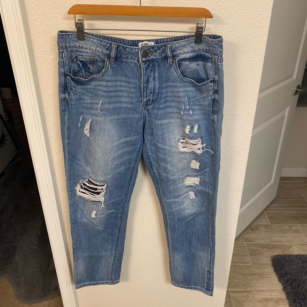 William Rast Relaxed Fit Distressed Light Blue Jeans